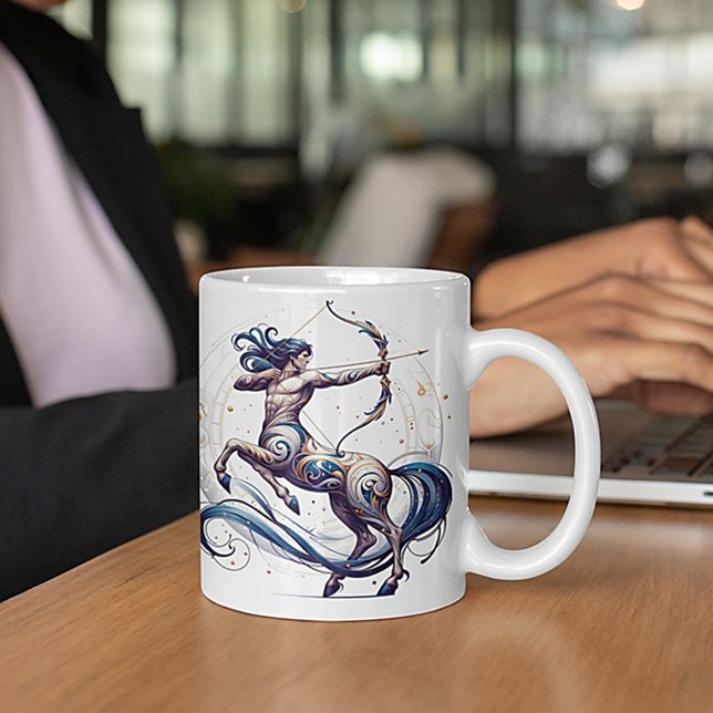 De Café Caneca Personalizada Elegante Sagittarius Zodiac (Criador carregado)