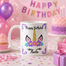 Caneca Personalizada Feliz Aniversário Unicórnio