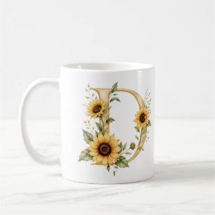 De Café Caneca Personalizada Floral Letra D Margarida