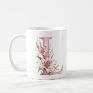 De Café Caneca Personalizada Floral Letra L Lírio Flor