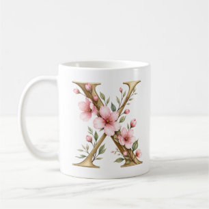 De Café Caneca Personalizada Floral Letra X Flor