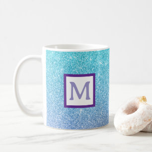 De Café Caneca Personalizada Inicial Brilho Azul