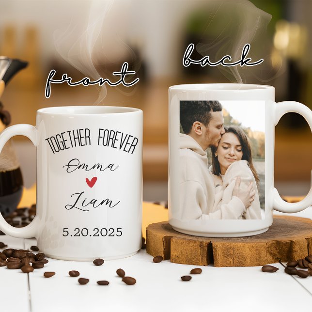 De Café Caneca Personalizada Juntos Para Sempre, Presente  (personalized wedding gift, custom photo mug, valentines day gift, couple gift idea, girlfriend gift)