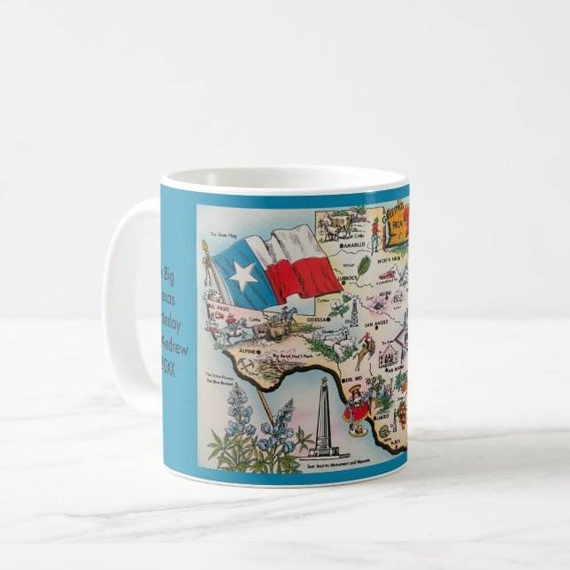 De Café Caneca Personalizada Mapa do Texas (Frente Esquerda)