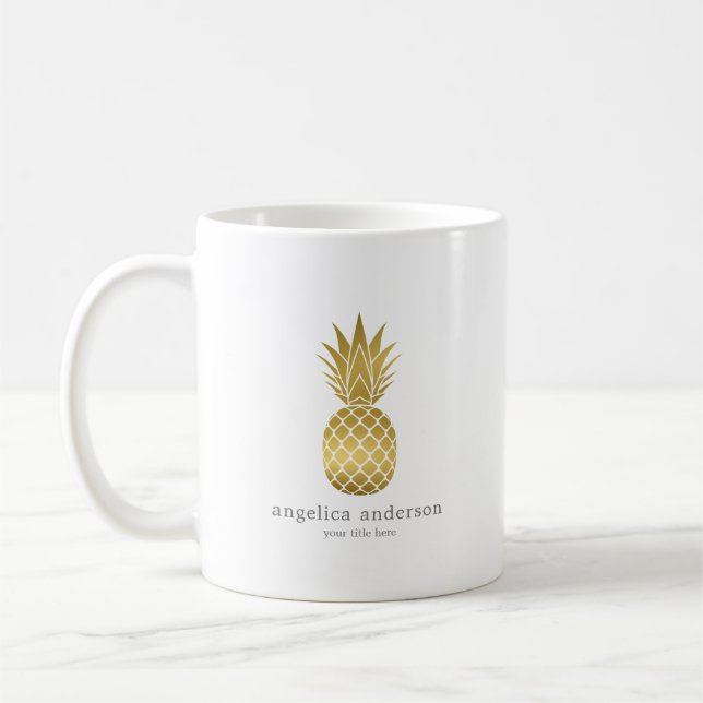 De Café Caneca Personalizada Moderna Dourada (Esquerda)
