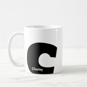 De Café Caneca personalizada monograma letra inicial moder