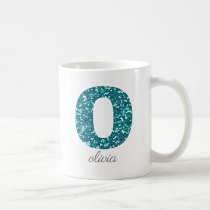 De Café Caneca Personalizada Monograma O Brilho Turquesa