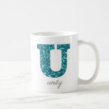 Caneca Personalizada Monograma U em Brilho Turques