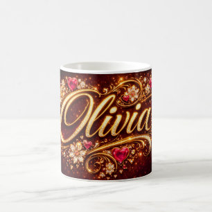 De Café Caneca Personalizada Olivia Corações Rosa Romântic