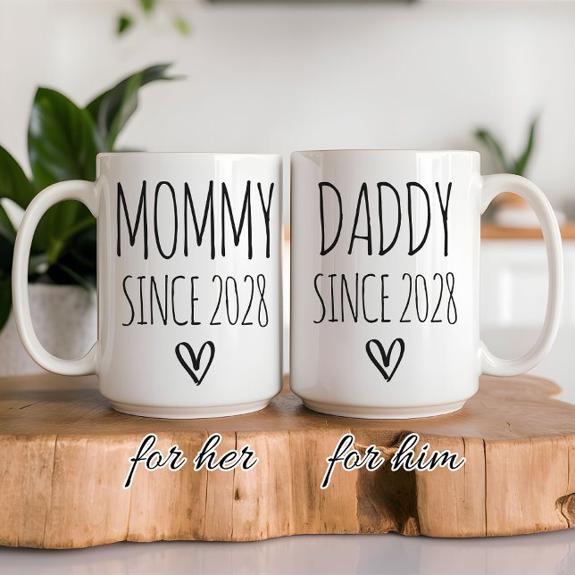 De Café Caneca Personalizada para Mãe e Pai Presente para  (Mommy and Daddy Mug Set Gift for New Parents, Custom Mom Mug Baby Announcement Gift for Her)
