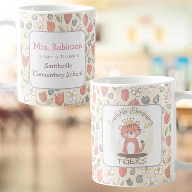 De Café Caneca Personalizada para Professor e Escola com F (Personalized School Spirit Teacher Mug for Back to School Gifts)