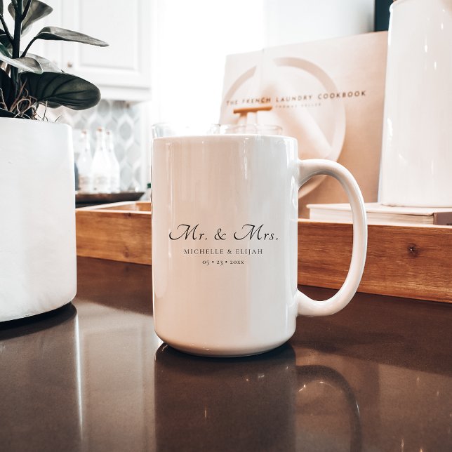 De Café Caneca Personalizada Presente Casal Minimal Script (Criador carregado)