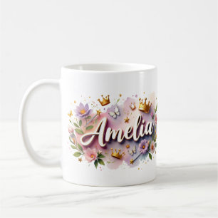 De Café Caneca Personalizada Princesa Floral – Nome Person