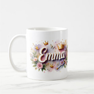 De Café Caneca Personalizada Princesa Floral – Nome Person