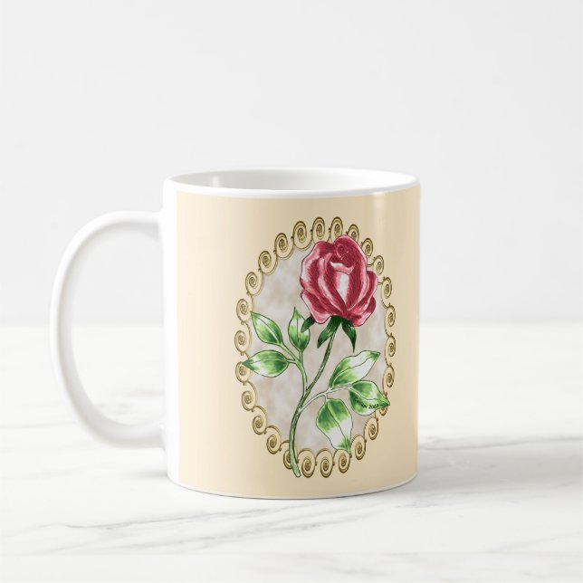 De Café Caneca personalizada Rosa Vermelha Adorável (Esquerda)