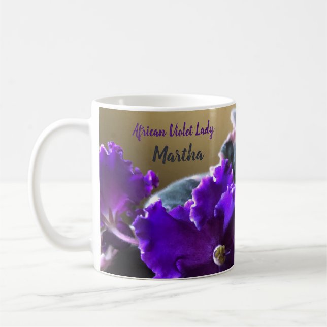 De Café Caneca Personalizada Senhora Violeta Africana (Esquerda)