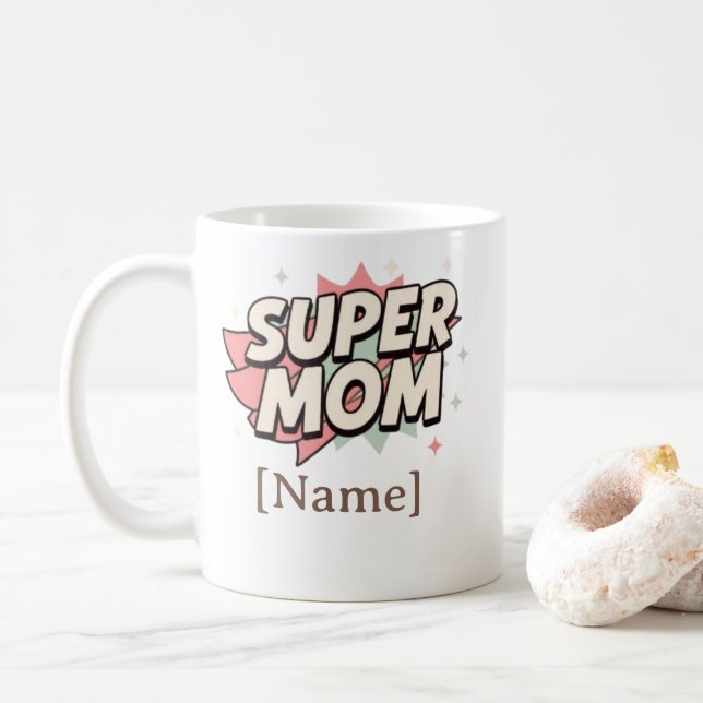 De Café Caneca Personalizada Super Mãe Estilo Quadrinhos (Com Donut)