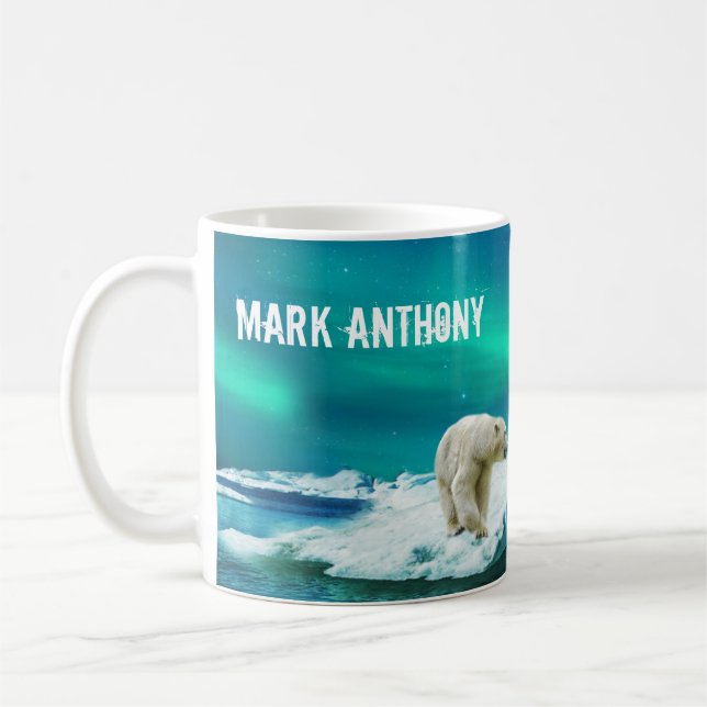 De Café Caneca Personalizada Urso Polar Aurora Boreal (Esquerda)