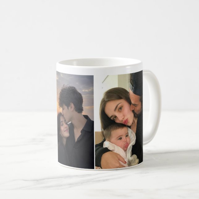 De Café Caneca personalizável 3 fotos presente para seus e (Frente Esquerda)