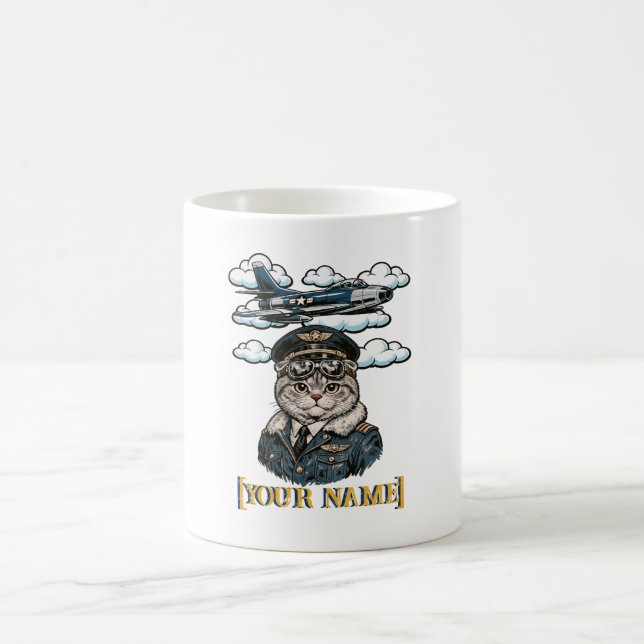 De Café Caneca Piloto Gato Scottish Fold Personalizada | P (Centro)