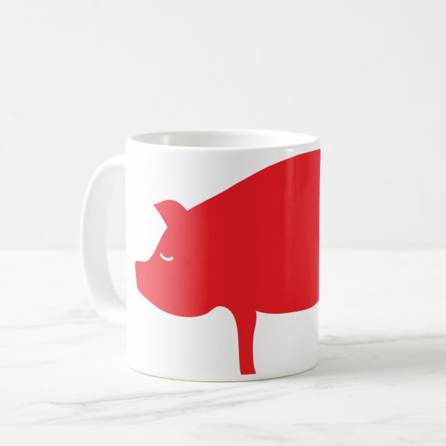 De Café Caneca Porco Vermelho Vermelho (Frente Esquerda)