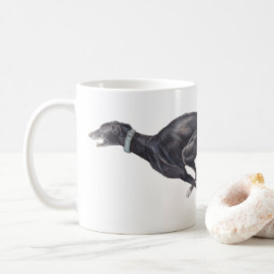 De Café Caneca preta da arte do cão do galgo