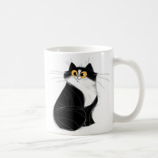 De Café Caneca preta e amarela do gato dos olhos