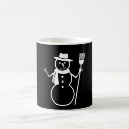 De Café Caneca preto e branco da vassoura do chapéu do