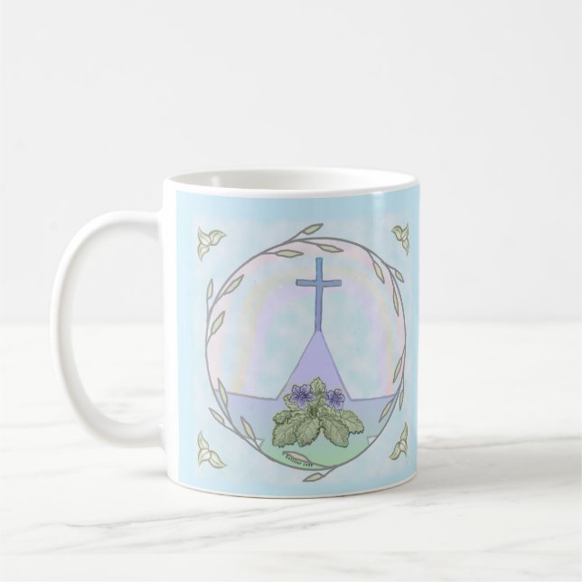 De Café caneca Primroses Cruz Cristã (Esquerda)