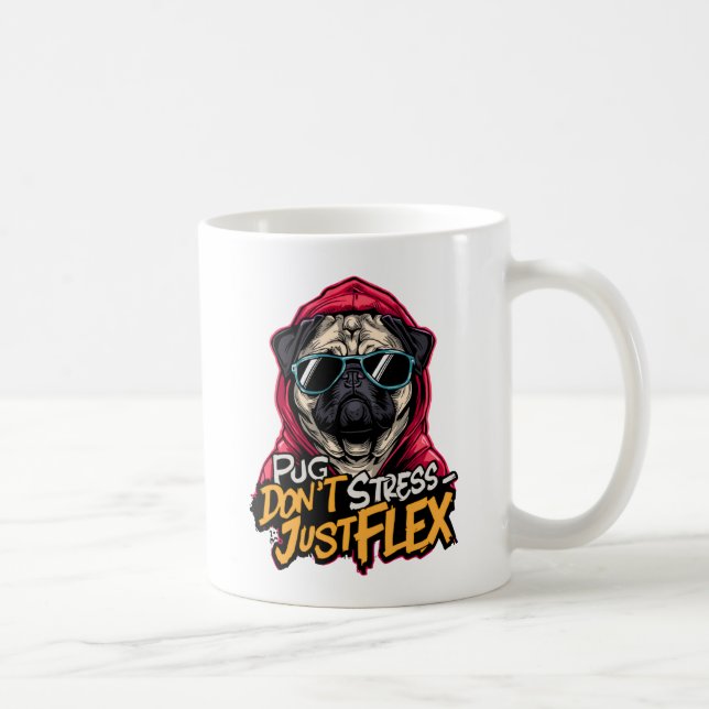 De Café Caneca Pug Graffiti – “Pug Não se Estrese – Só Fle (Direita)