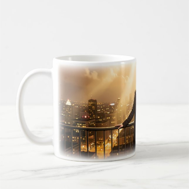De Café Caneca Rainha da Varanda Gótica com Luzes da Cidad (Esquerda)