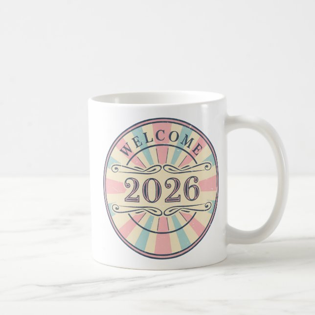 De Café Caneca Retro Bem-vindo 2026 Ano Novo (Direita)