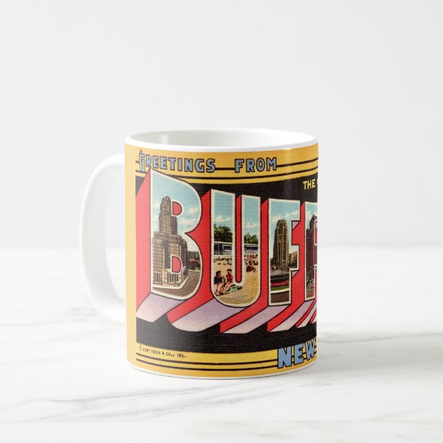 De Café Caneca Retro Búfalo Nova York (Frente Esquerda)