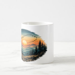 De Café Caneca Retro Floresta Pôr do Sol Pôr do Sol Vint