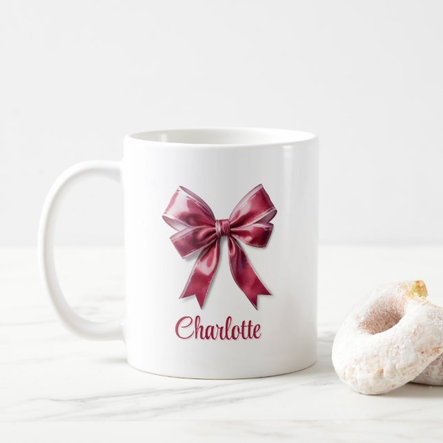De Café Caneca Rosa Com Laço Fofo e Moderno Para Garotas (Com Donut)