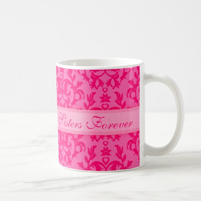 De Café Caneca rosa damasco "Irmãs para Sempre" (Direita)