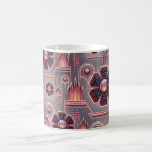 De Café Caneca roxa da flor do art deco