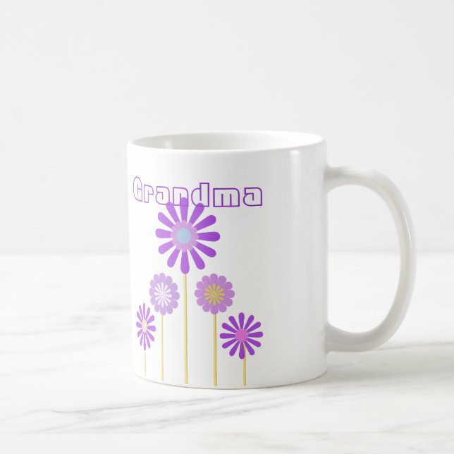 De Café Caneca roxa das flores para o Grandma. (Direita)
