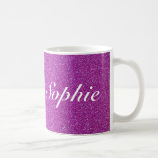 De Café Caneca roxa do brilho (Customisable) com seu nome