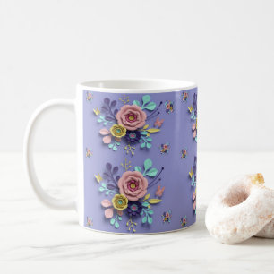 De Café Caneca Roxa Floral Pastel