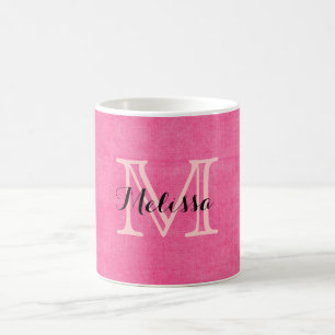 De Café Caneca rústica da inicial do monograma do rosa