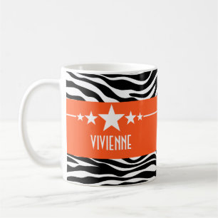 De Café Caneca Sassy alaranjada da zebra da estrela