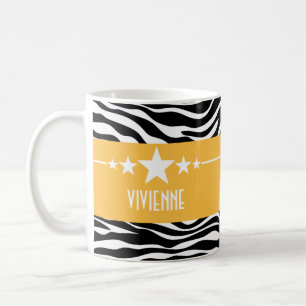 De Café Caneca Sassy amarela da zebra da estrela