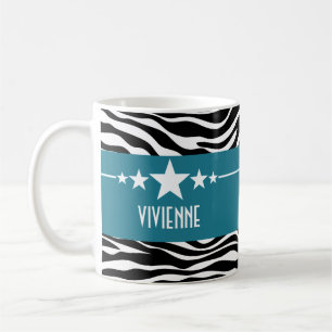 De Café Caneca Sassy azul da zebra da estrela