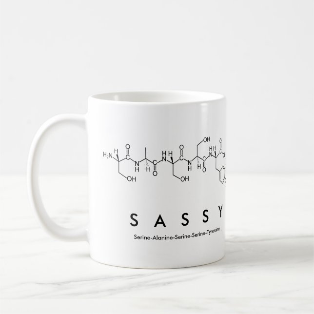 De Café Caneca Sassy do nome do peptide (Esquerda)