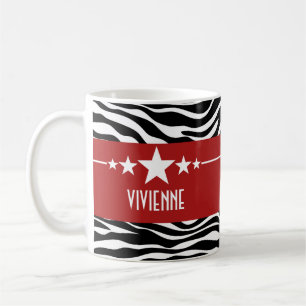 De Café Caneca Sassy vermelha da zebra da estrela