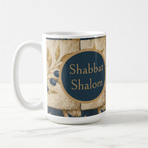 De Café Caneca Shabbat Shalom - Judaica Rústico Dourado Az