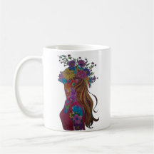 Caneca Silhueta Floral Mulher Flor