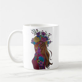 De Café Caneca Silhueta Floral Mulher Flor