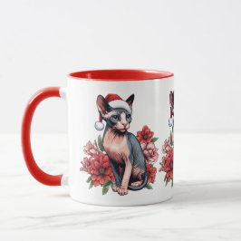 De Café Caneca | Sphynx Cat Natal Vestindo um Santa Hat